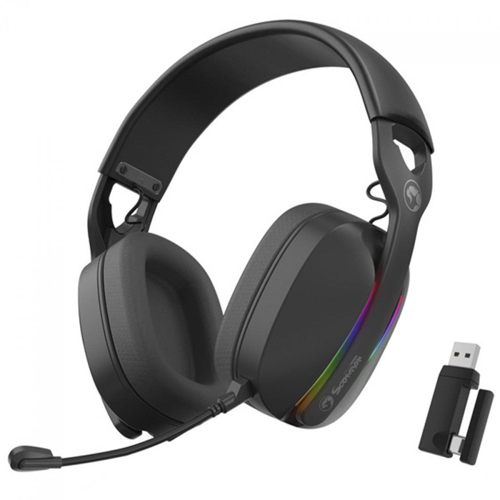 Marvo Pulz 70W Gaming Headset – Tri-Mode, Wireless, Bluetooth, USB, 40mm Drivers, Black