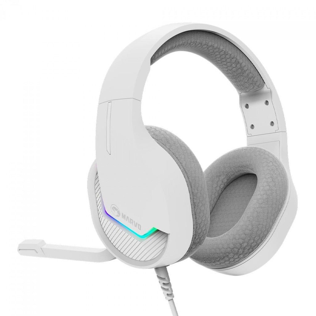 Marvo H8618 Gaming Headset – RGB, USB, 50mm Drivers, White