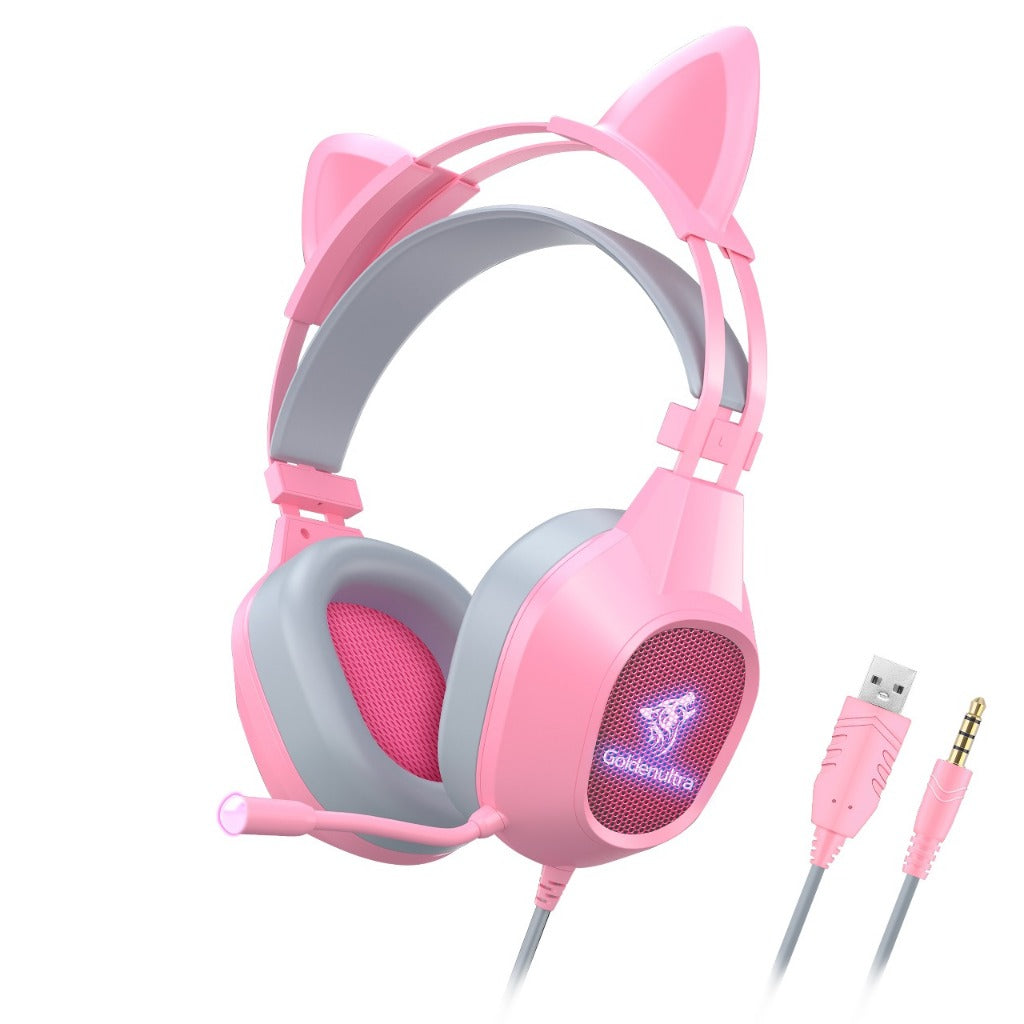 Cat Ear Gaming Headset – Wired, RGB LED, Removable Ears