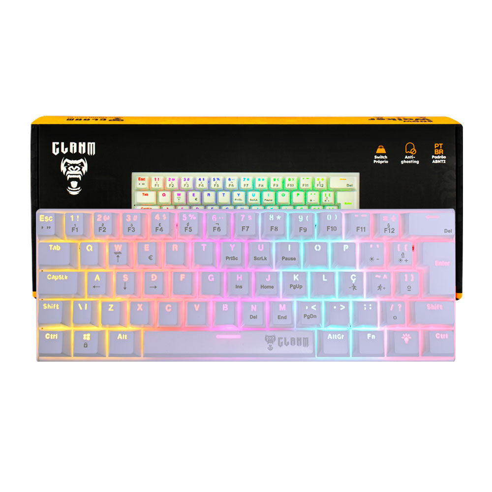 Teclado Mecânico CLAMN Night Walker CL-TK76 RGB - Branco