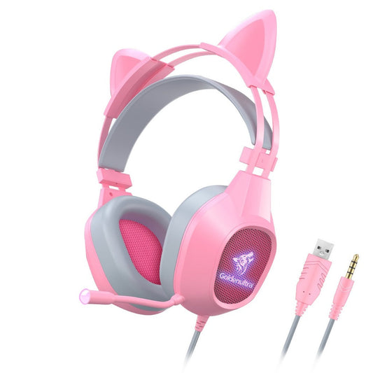 Cat Ear Gaming Headset – Wired, RGB LED, Removable Ears
