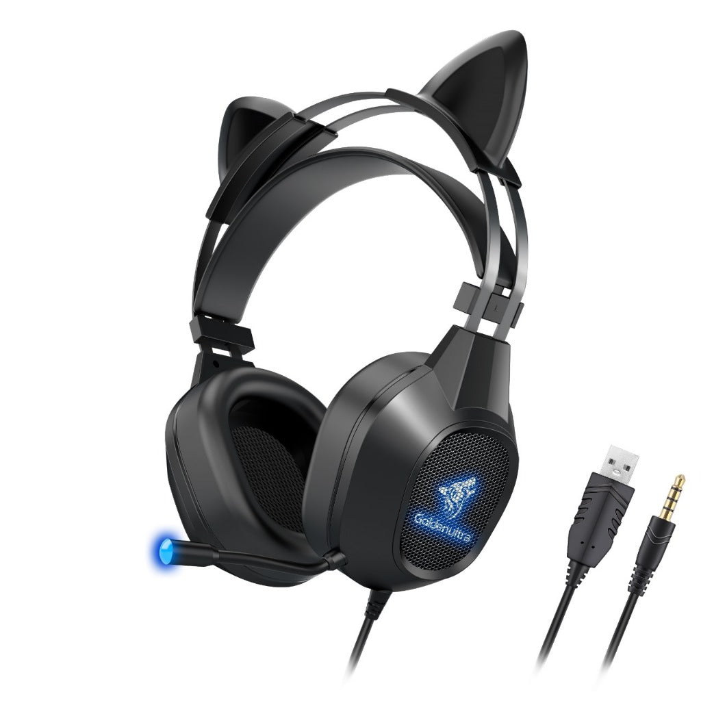 Cat Ear Gaming Headset – Wired, RGB LED, Removable Ears