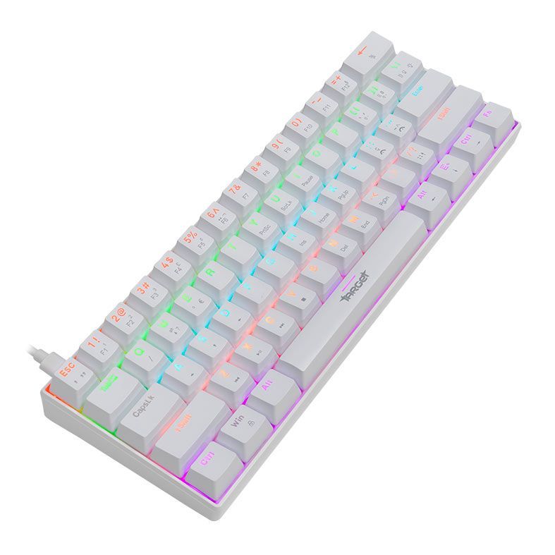 TGT Sherman Compact Mechanical Gaming Keyboard – Rainbow, Blue Huano Switch, ABNT2, White