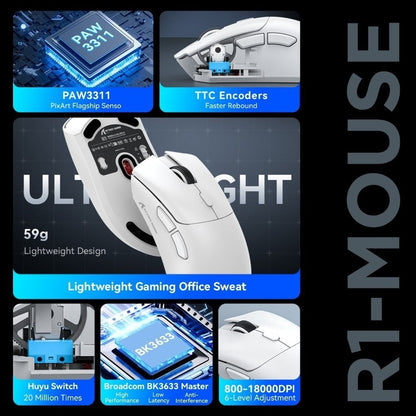 Attack Shark R1 Mouse with PAW3311 Sensor Three-mode Wireless Bluetooth Gaming Mouse Customizable