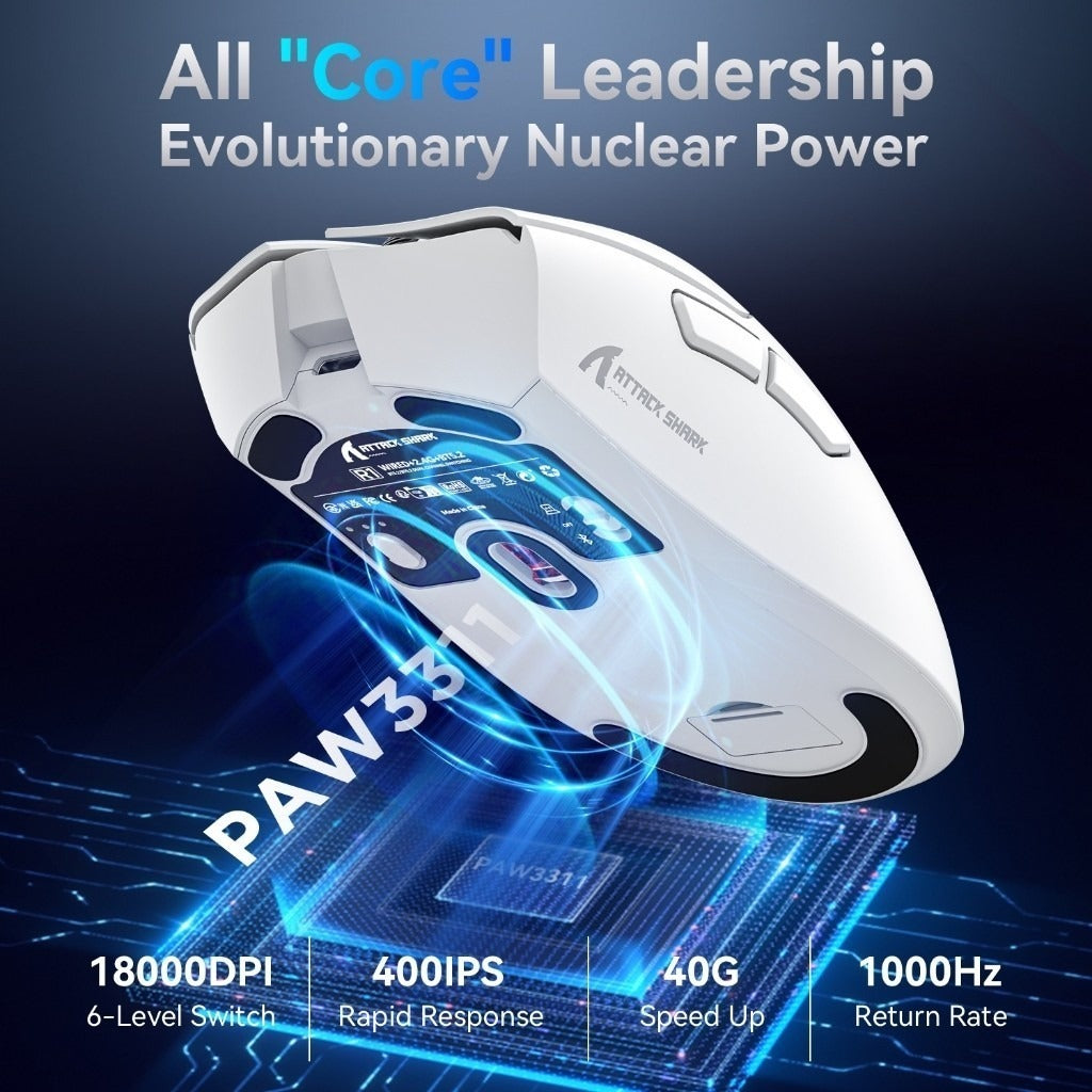 Attack Shark R1 Mouse with PAW3311 Sensor Three-mode Wireless Bluetooth Gaming Mouse Customizable