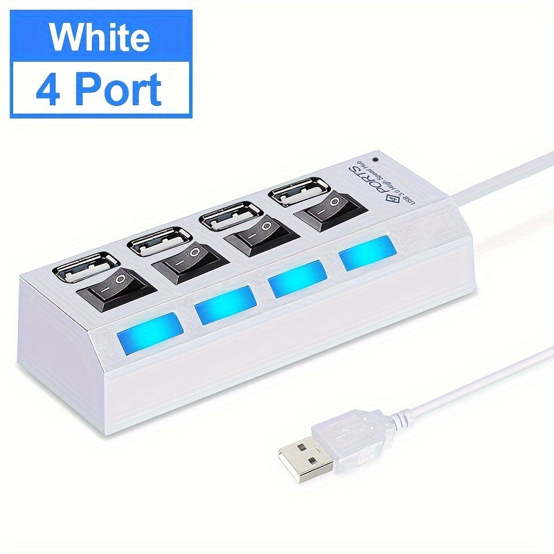 7-Port USB 2.0 Hub – 4 LED, On/Off Switch, for PC & Laptop